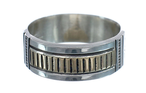 Native American Navajo Authentic Sterling Silver 14 Karat Gold Ring Size 9-3/4 JX124128